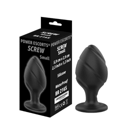 Power Escorts - BR216S - Screw Plug Small Anal Plug - 5,9 CM x 2,9CM / 2,3 Inch x 1,2 Inch - Butt plug - Black - quality Silicone - Erotik