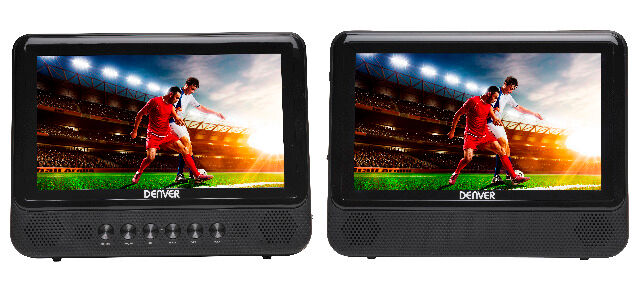 DENVER MTW-757TWIN 7-Zoll-LCD-Bildschirm mit integriertem DVD-Player + zusätzlicher 7-Zoll-LCD-Bildschirm für den Einsatz im Auto