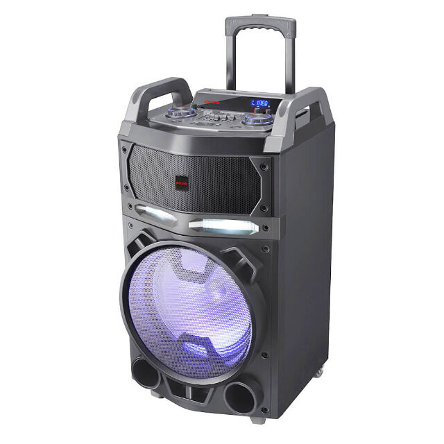 Aiwa KBTUS-700 Karaoke Trolley mit Rädern Party Lautsprecher LED Mikrofone BT Soundsystem Karaokemaschine Box