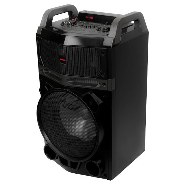 Aiwa KBTUS-700 Karaoke Trolley mit Rädern Party Lautsprecher LED Mikrofone BT Soundsystem Karaokemaschine Box