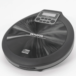 Aiwa PCD-810BK tragbarer CD/CD-R/MP3 Spieler, Grau Schwarz, mit Earphones und Tasche, ESP 120s Anti-Shock