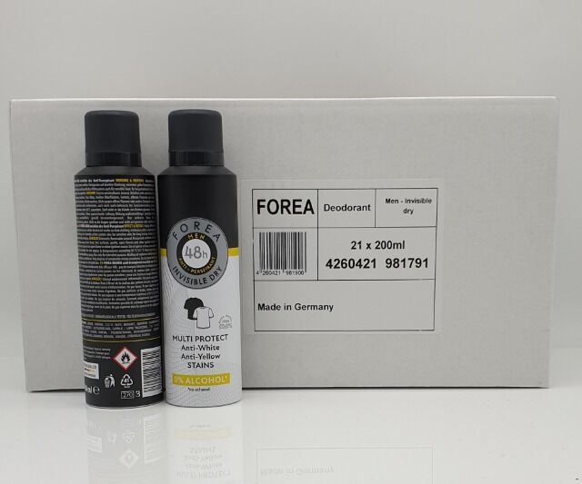 Deodorant Men Invisible Dry, 200ml - Made in Germany - FOREA