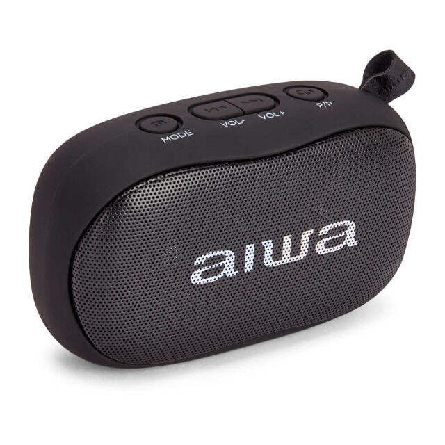 Aiwa BS-110BK Mini Bluetooth Lautsprecher mit Karabiner 10W HyperBass Musik Box Speaker Box Audio HiFi 