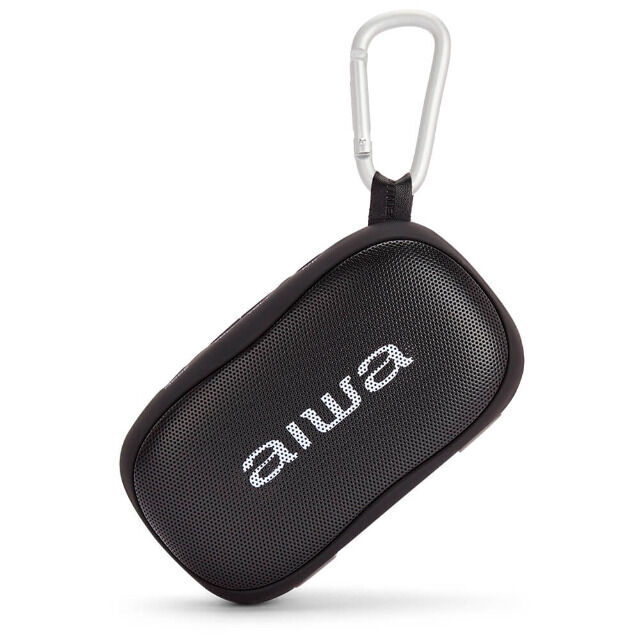 Aiwa BS-110BK Mini Bluetooth Lautsprecher mit Karabiner 10W HyperBass Musik Box Speaker Box Audio HiFi 