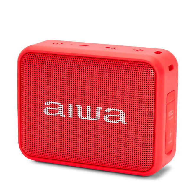 Aiwa BS-200RD rot Bluetooth Lautsprecher TWS FM Radio IPX6 Bassbox 6W RMS Speaker Box Audio HiFi
