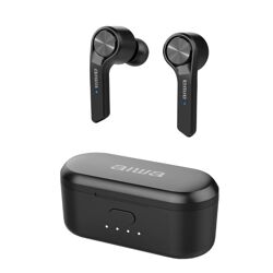 Aiwa ESP-350BK In-Ear Bluetooth Kopfhörer mit Ladestation IPX4 wasserdicht TWS schwarz Earbuds Audio HiFi Musik Freisprechen