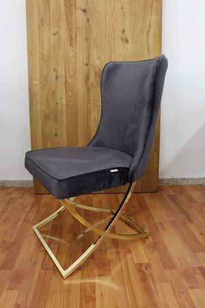 Stuhl Midnight Blue + Metall Gestell Gold + Neu auf Lager