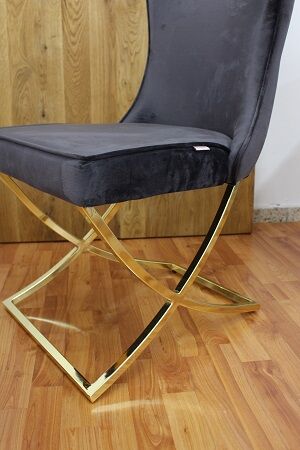 Stuhl Midnight Blue + Metall Gestell Gold + Neu auf Lager