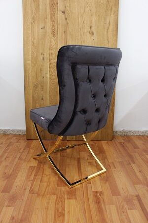 Stuhl Midnight Blue + Metall Gestell Gold + Neu auf Lager