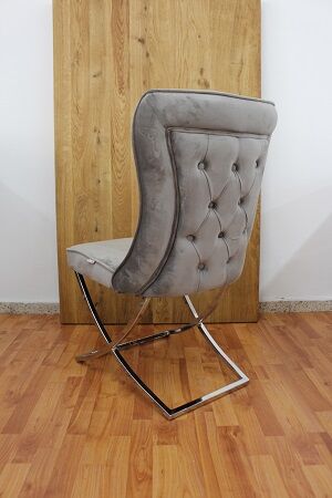 Stuhl Platin Samt + Metall Gestell + Neu auf Lager 