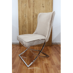 Stuhl Platin Samt + Metall Gestell Gold + Neu auf Lager 