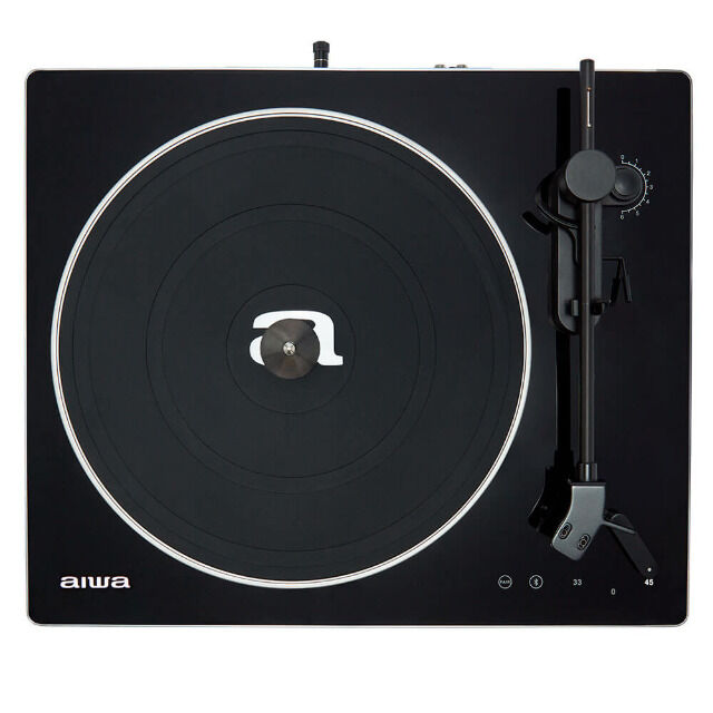 Aiwa APX-680BT schwarz Bluetooth Schallplattenspieler Konvertierer 2 Geschwindigkeiten 33/45U/min magn. Aluminiumkapsel Vinyl Digitalisierer