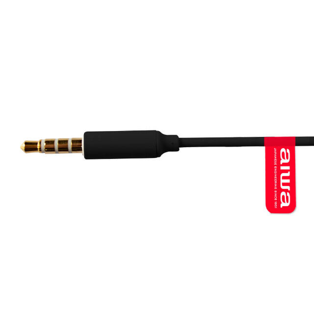 Aiwa ESTM-500BK In-Ear Kopfhörer schwarz kabelgebunden Headset mit 3,5 mm 5mW Klinkenstecker mit Zubehör Freisprechfunktion