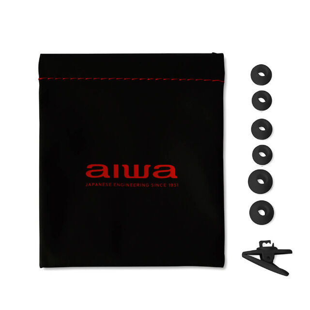 Aiwa ESTM-500BK In-Ear Kopfhörer schwarz kabelgebunden Headset mit 3,5 mm 5mW Klinkenstecker mit Zubehör Freisprechfunktion