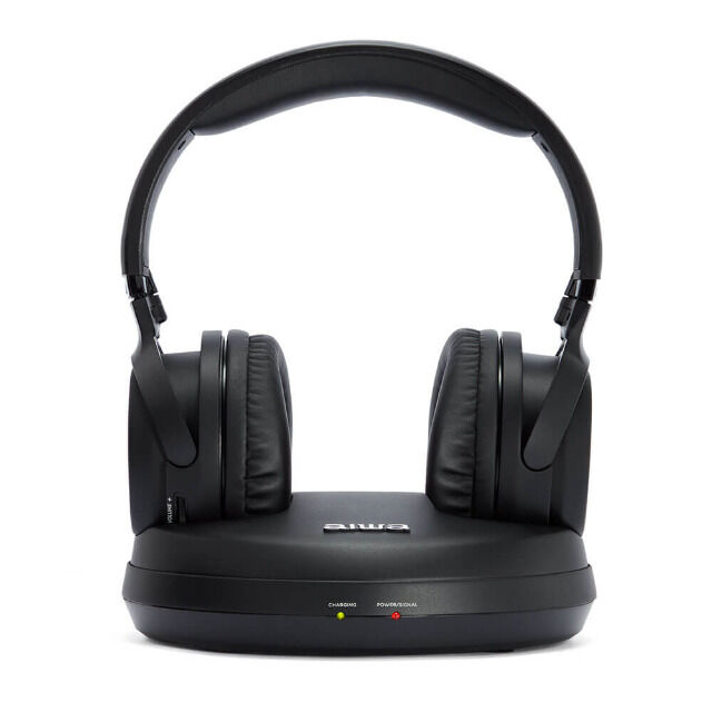 Aiwa WHF-880 Wireless Kopfhörer, schwarz, Ladestation, Over-Ear, 40Hz-18kHz 100m Reichweite PLL Headset Audio HiFi