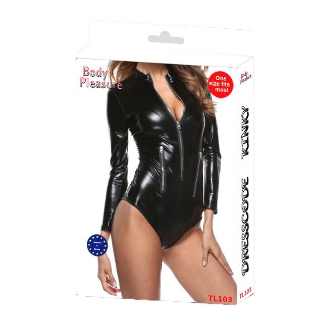 Dessous - Sexy Lingerie - Wetlook Bodystocking in Super Verpackung - Erotik - TL103 Size S/M - Body Pleasure