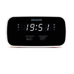Aiwa CRU-19RD Rot Radiowecker LED-Display USB Ladefunktion Dimmer FM-Radio Uhr Uhrzeit Smartphone Tablet