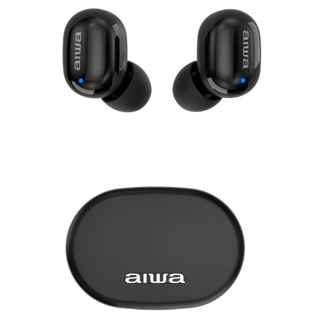 Aiwa EBTW-150BK schwarz Drahtlose Kopfhörer Bluetooth 5.0 10M In-Ear ANS Voice Assistant TWS Ladebox Ohrhörer Headset Freisprechfunktion
