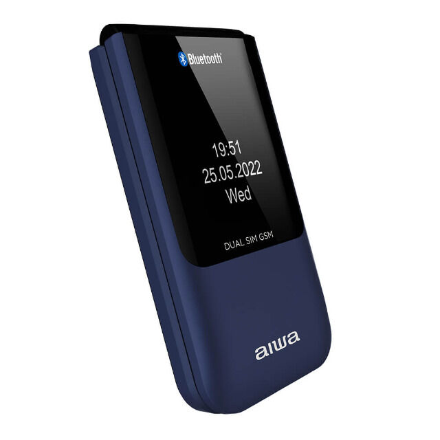 Aiwa FP-24DB BLAU Großtasten Bluetooth Seniorenhandy, Klapphandy, Dual-SIM, Farbdisplay, SOS, Notruf, 32MB ROM, 32MB RAM, GPRS, GSM