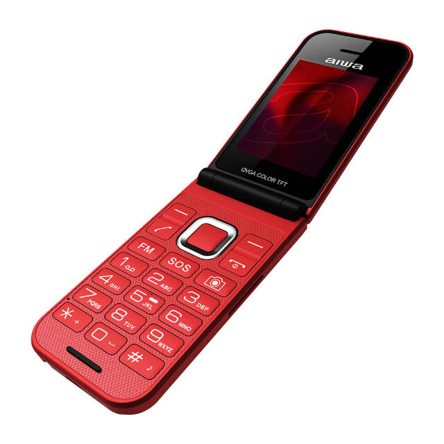 Aiwa FP-24RD Rot Großtasten Bluetooth Seniorenhandy, Klapphandy, Dual-SIM, Farbdisplay, SOS, Notruf, 32MB ROM, 32MB RAM, GPRS, GSM