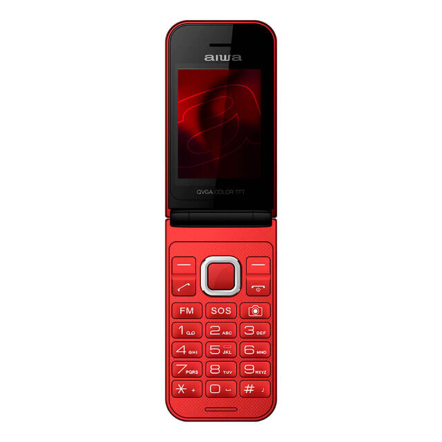 Aiwa FP-24RD Rot Großtasten Bluetooth Seniorenhandy, Klapphandy, Dual-SIM, Farbdisplay, SOS, Notruf, 32MB ROM, 32MB RAM, GPRS, GSM