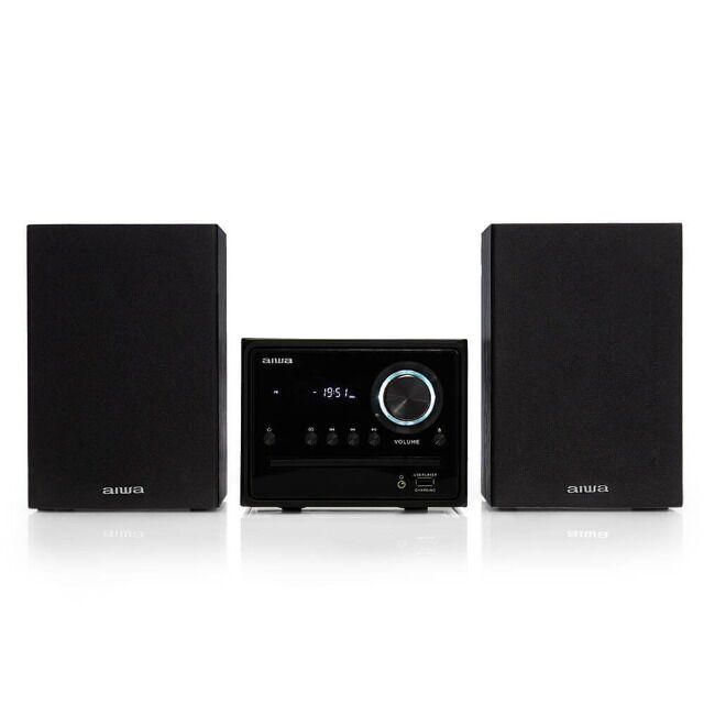 Aiwa MSBTU-300 schwarz Micro-HiFi-System 20W mit Bluetooth, CD, USB, FM-Radio, CD Player, Kompaktanlage, Stereo, 10W + 10W, Lautsprecher,