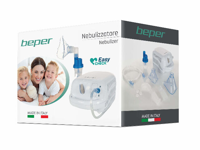 Beper 40.110 Inhalator mit Mundstück und Maske Vernebler f. Kinder + Erwachsene Kompressor Nebulizer Inhaliergerät Inhalation