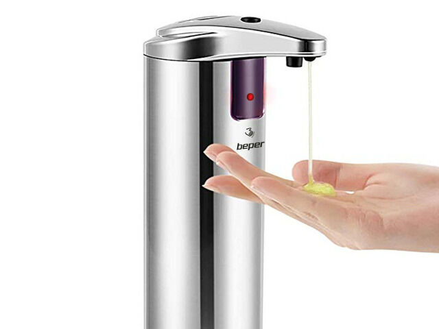 Beper 40.931 Automatischer Seifenspender, Stahl/ABS, Infrarot-Sensor, 250 ml, 3 Einstellungen, Hygiene, Seife, Desinfektion