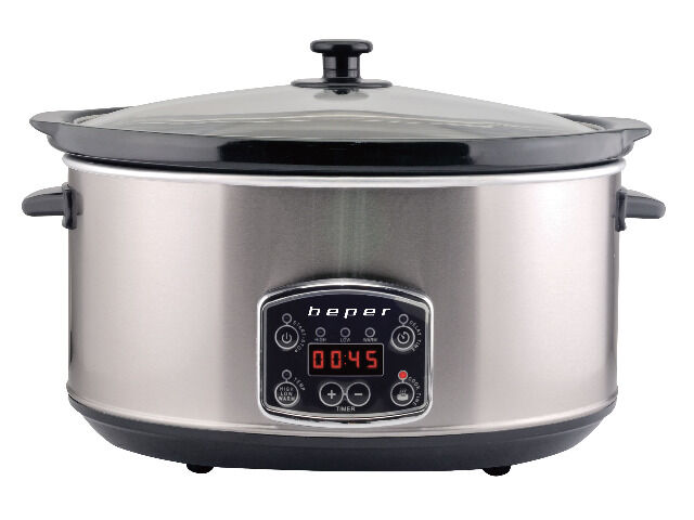 Beper BC.510 Slow Cooker, Crock-Pot, 280 W, 4,5 Liter, Glaskeramik, Schongarer, Kochtopf, Topf, Küchengerät, Küchenutensil