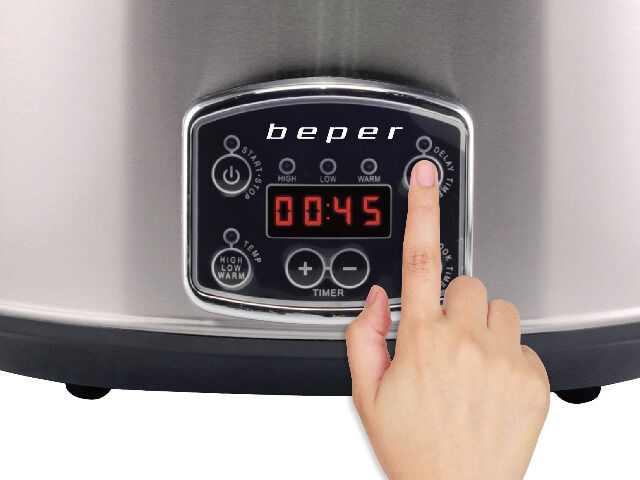 Beper BC.510 Slow Cooker, Crock-Pot, 280 W, 4,5 Liter, Glaskeramik, Schongarer, Kochtopf, Topf, Küchengerät, Küchenutensil