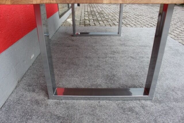 Esstisch Eiche Massivholz Baumkante + versch. Metall Gestell