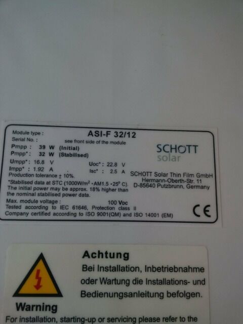 Solar module Schott Solar ASI-F 32/12