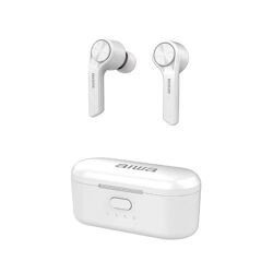 Aiwa ESP-350WT Weiß In-Ear Bluetooth Kopfhörer mit Ladestation IPX4 wasserdicht TWS Powerbank Audio Smartphone Touch Ladebox wireless