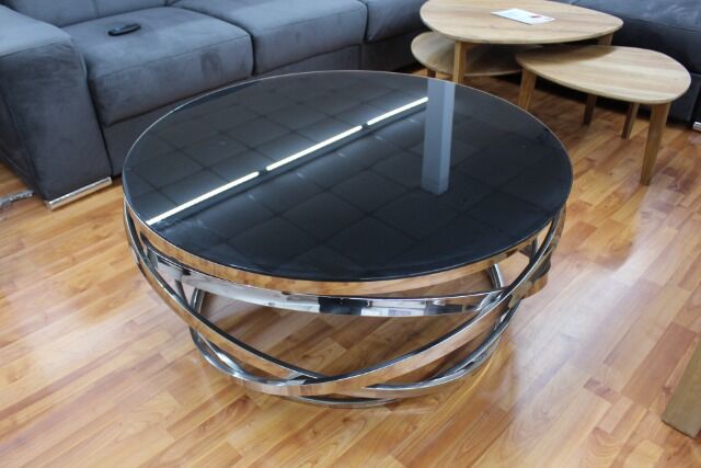 Couchtisch Glasauflage sw oder weiß + Metall Gestell Gold oder Chrome