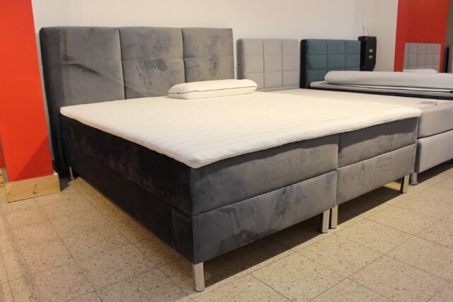 Boxspringbett + Stauraum + Samt grau 180x200 140x200cm