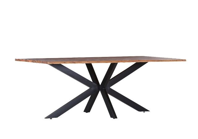 Esstisch Massivholz + Akazie + Baumkante + Metall Gestell 180x90cm 200x100cm