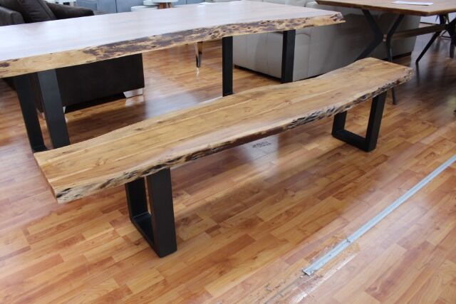 Sitzbank Küchenbank Bank + Massivholz Akazie + Metall Gestell