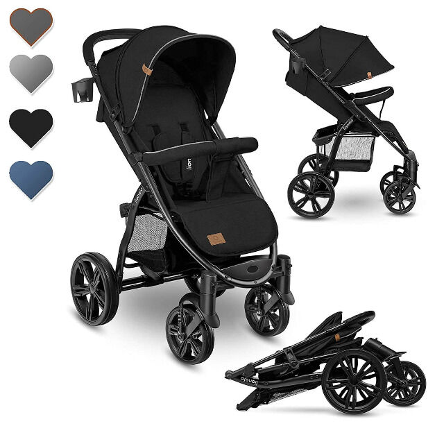 Lionelo ANNET schwarz Kinderwagen Buggy mit Schaumreifen klappbar inkl. Moskitonetz, Fusssack, Getränkehalter Buggy 