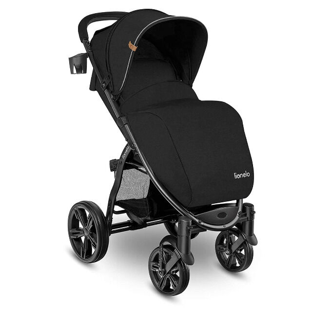 Lionelo ANNET schwarz Kinderwagen Buggy mit Schaumreifen klappbar inkl. Moskitonetz, Fusssack, Getränkehalter Buggy 