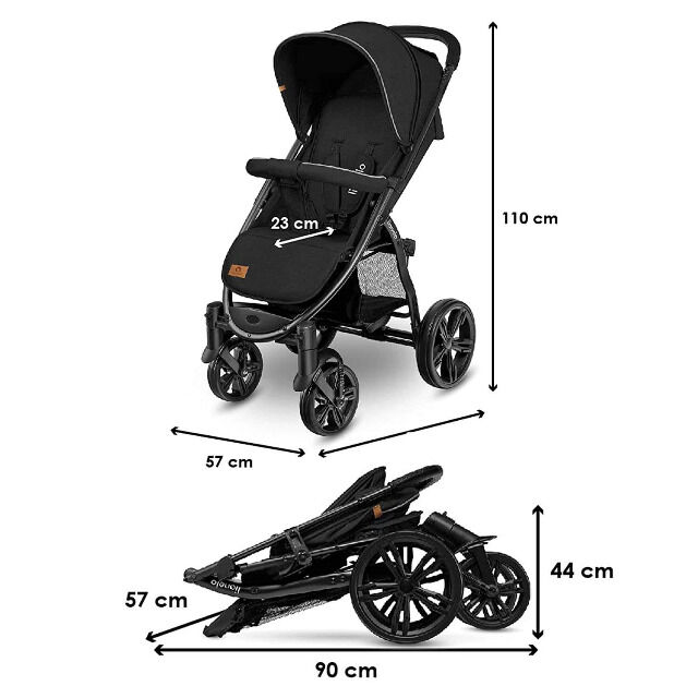 Lionelo ANNET schwarz Kinderwagen Buggy mit Schaumreifen klappbar inkl. Moskitonetz, Fusssack, Getränkehalter Buggy 