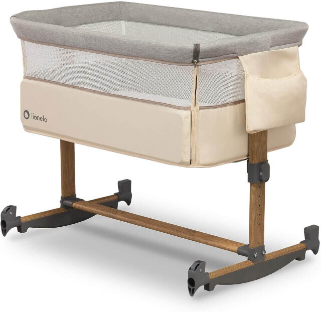 Lionelo Leonie Beige Baby 3in1 Beistellbett mit Matratze höhenverstellbar mit Schaukelfunktion Babybett Zustellbett