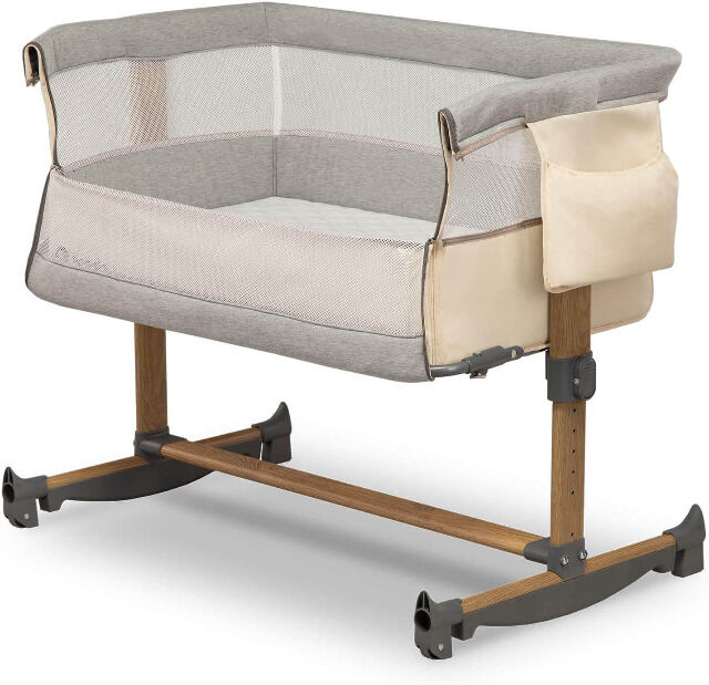 Lionelo Leonie Beige Baby 3in1 Beistellbett mit Matratze höhenverstellbar mit Schaukelfunktion Babybett Zustellbett