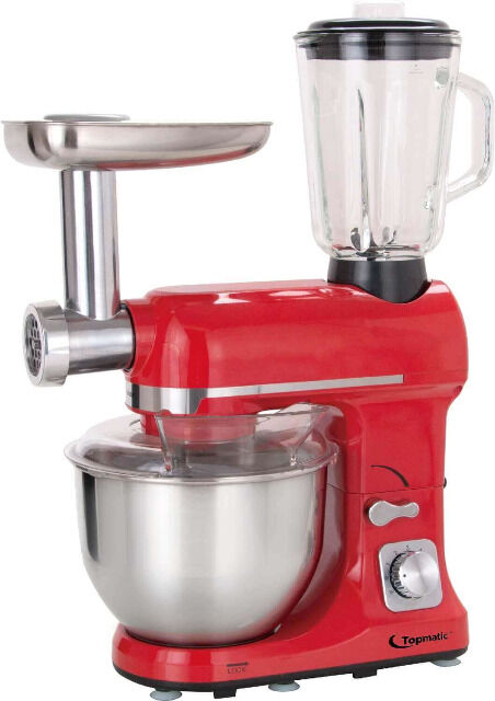 Topmatic PKM-1800.1BG Rot Multifunktion Mixer 1800W Fleischwolf Knetmaschine Teigmaschine Küchenmaschine