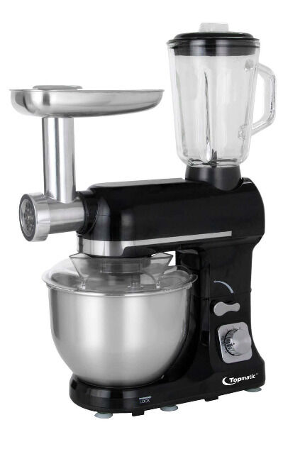 Topmatic PKM-1800.1BG Schwarz Multifunktion Mixer 1800W Teigmaschine Fleischwolf Küchenmaschine Knetmaschine