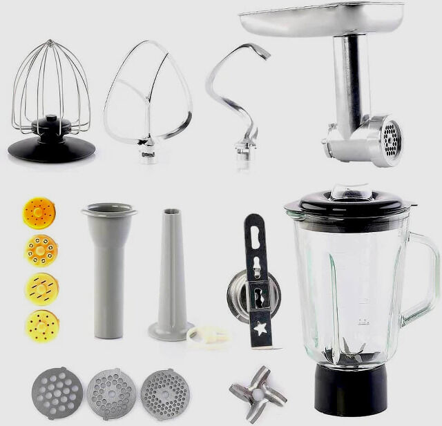 Topmatic PKM-1800.1BG Schwarz Multifunktion Mixer 1800W Teigmaschine Fleischwolf Küchenmaschine Knetmaschine