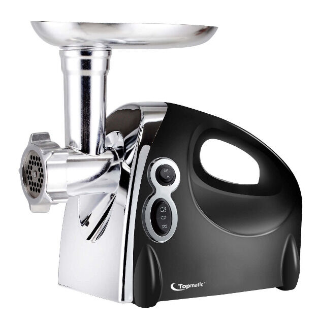 Topmatic MG-1200.3 schwarz elektrischer Fleischwolf 1200W Edelstahl Rückwärtslauf Sicherheitsschalter