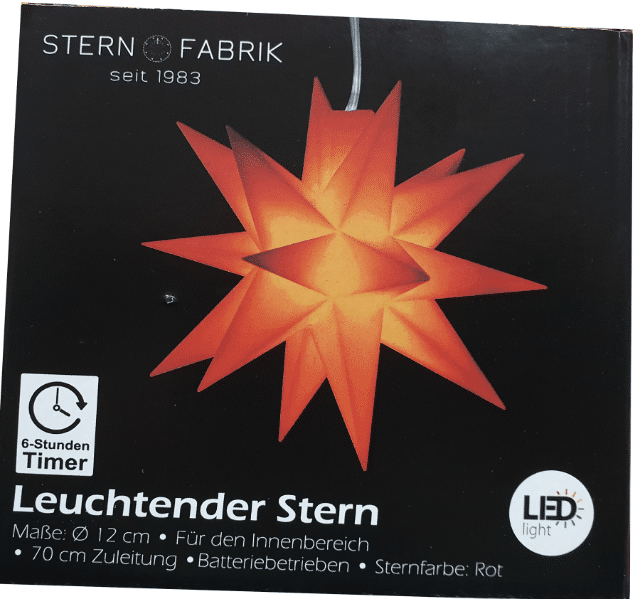 LED Weihnachtsstern Ø 12cm mit Timer - Leuchtstern Deko