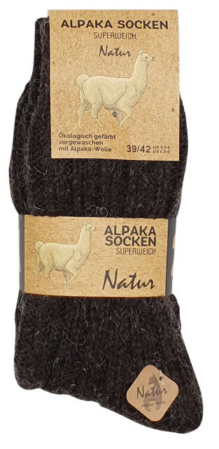 Unisex Norweger Grobstricksocken mit ALPAKA Wolle und breiter Rippstruktur im 2er Pack