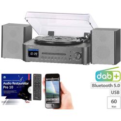 MHX-630 Plattenspieler/Digitalisierer, CD, DAB+/FM/ Internetradio und AUX Konvertierer, Stereoanlage, Schallplat