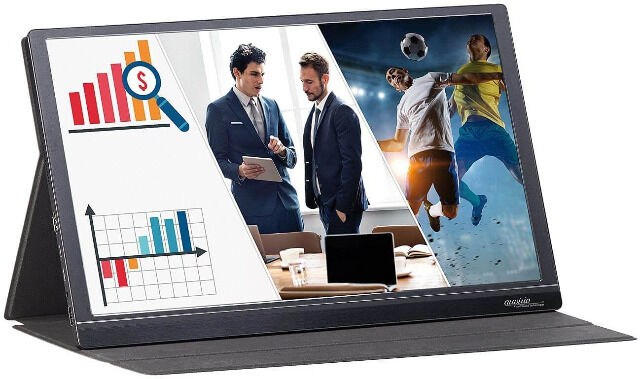 auvisio EZM-210 (ZX-5067-675) Tragbarer Monitor Mobiler Full-HD-IPS-Monitor, 39,6 cm 15.6